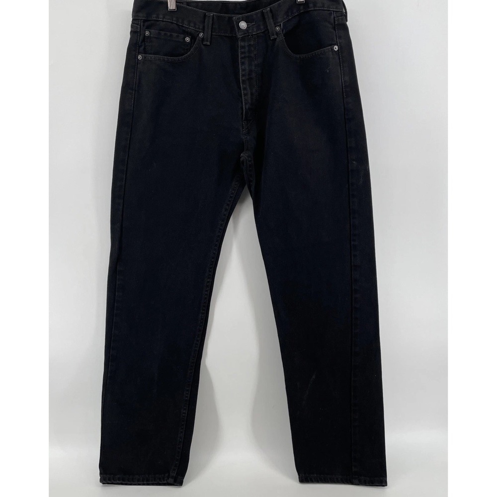 Levis 505 Black Denim Jeans Mens  36x31.5* Straight Leg Zipper‎
